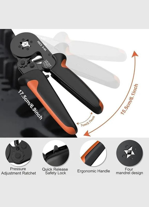 Кліщі обтискні кримпер для наконечників 0.25-10 мм2 обжимний інструмент HSC8 6-4А (R051305) No Brand (330778701)