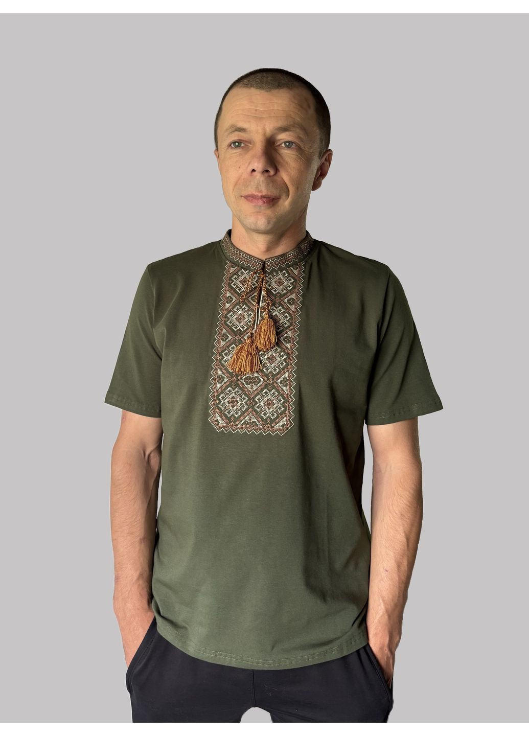 мужская футболка-вышиванка орест НоКо узор орнамент прямой, свободная трикотаж (360655656)