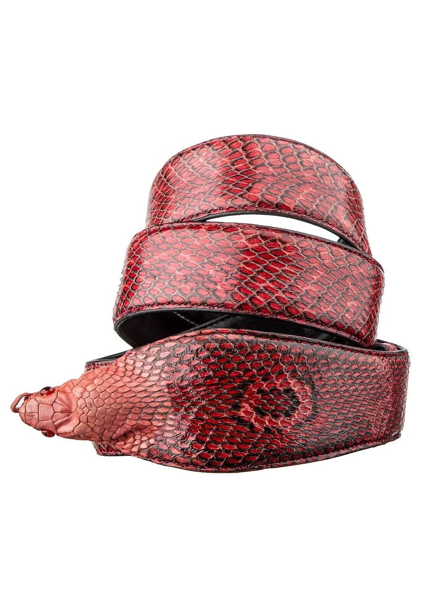 Ремінь 18593 з натуральної шкіри кобри Червоний Snake Leather (315821666)