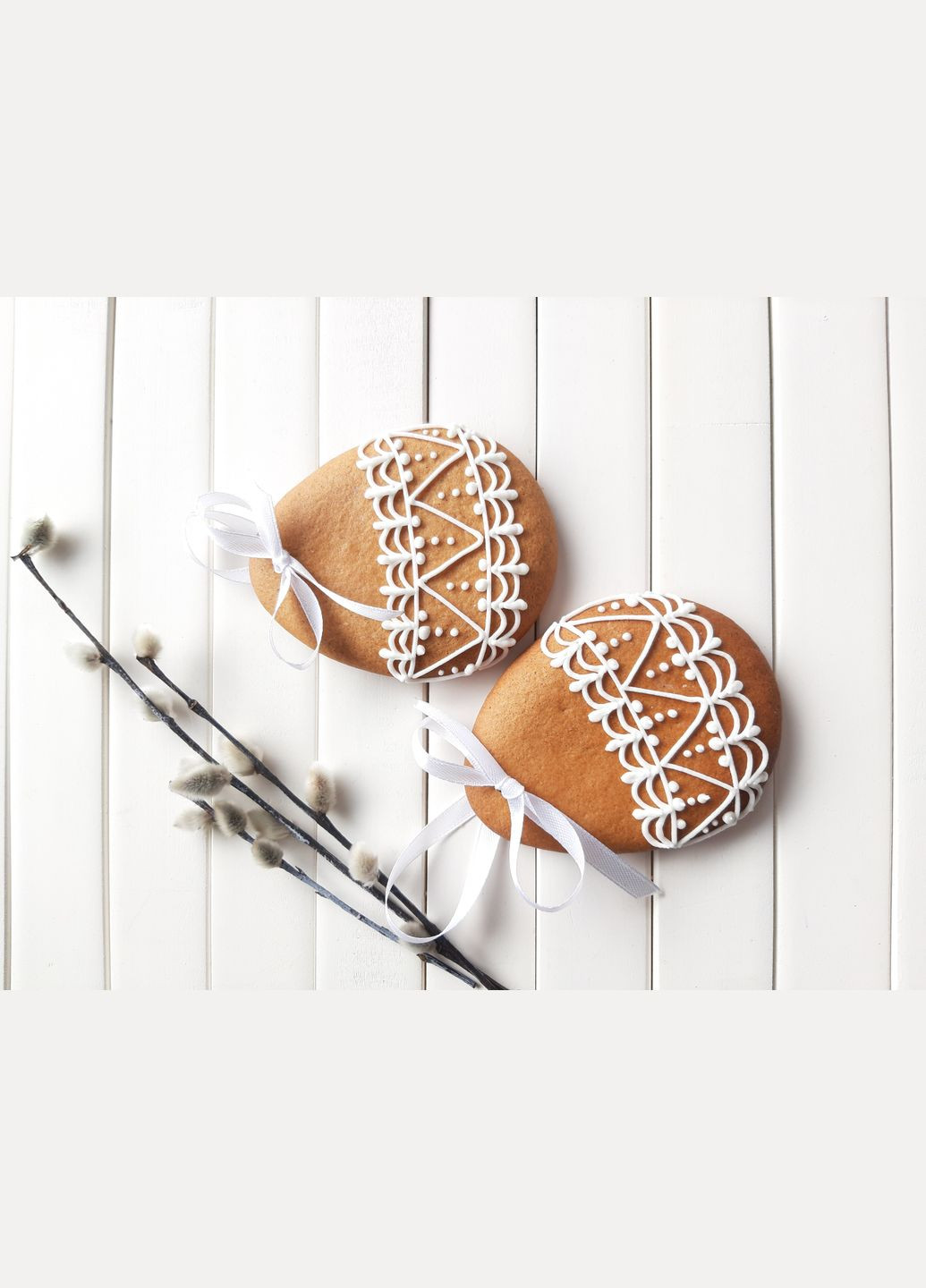 Крафтові медові пряники - підвіски з білою глазур`ю до Великодня No Brand (322455436)