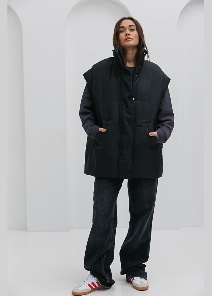 Жіночий стьобаний жилет на блискавці та кнопках Arjen (289842991)