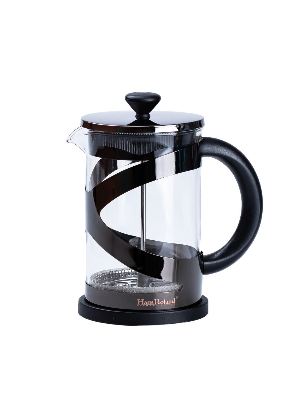 Френч-прес чайник скляний Haus Roland 800 мл з фільтром, чорний TS Kitchen HP33540B No Brand (360977779)