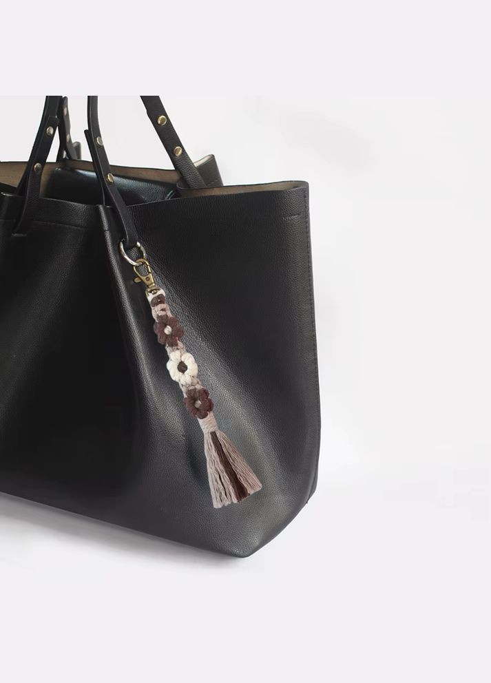 Набір макраме для ручного плетіння і в'язання брелока "Квіти" для ключів і аксесуарів 20х2. 2 см, коричневий No Brand (344573499)