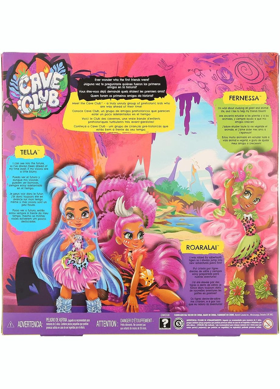 Набір із 3 ляльок Tella Roaralai Fernessa Печерний Клуб (GWG58) Cave Club (342752813)