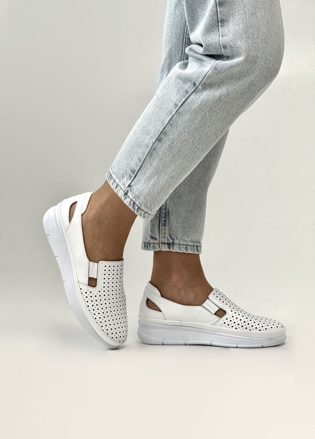 Sherlock Soon Слипоны женские кожаные на полную ножку белый з натуральная кожа, турция — (333828278)