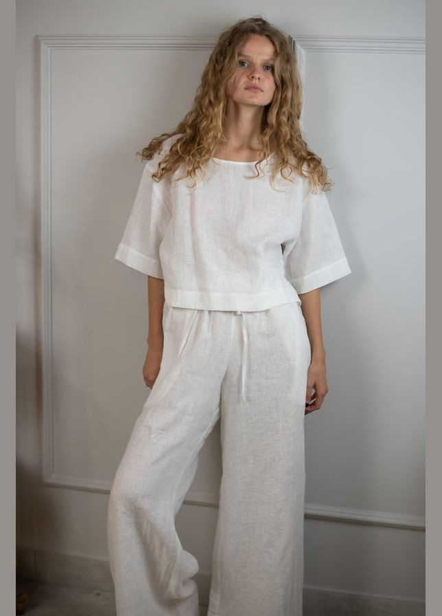 Льняные брюки для дома Silence 002 White (292865304)