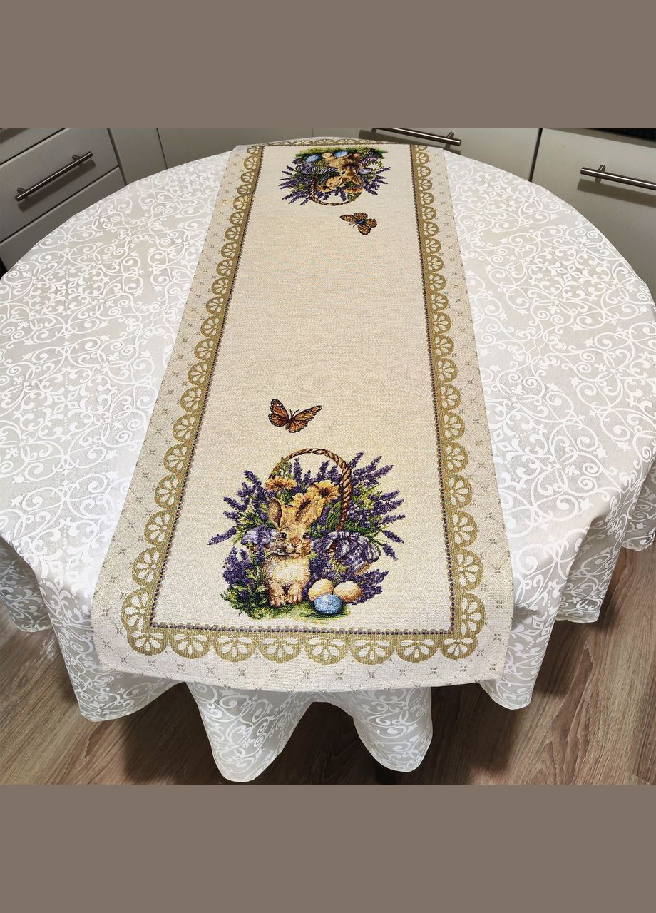 Гобеленовая дорожка на стол декоративная пасхальная с золотистой нитью Maystat (324231870)