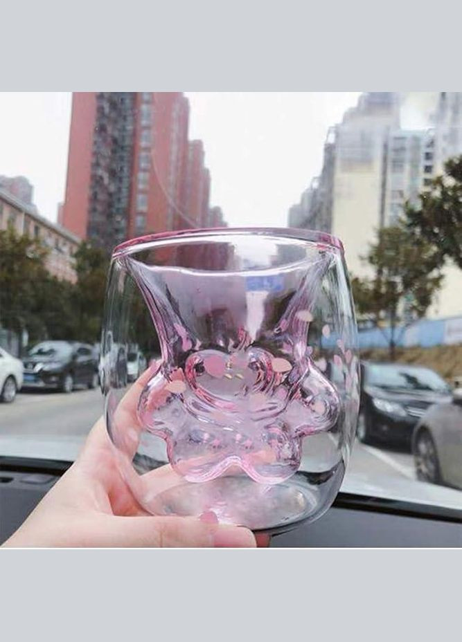 Стекляная чашка-стакан с двойным дном Кошачая лапка, 250мл, 2 цвета Розовый OSM (319155292)