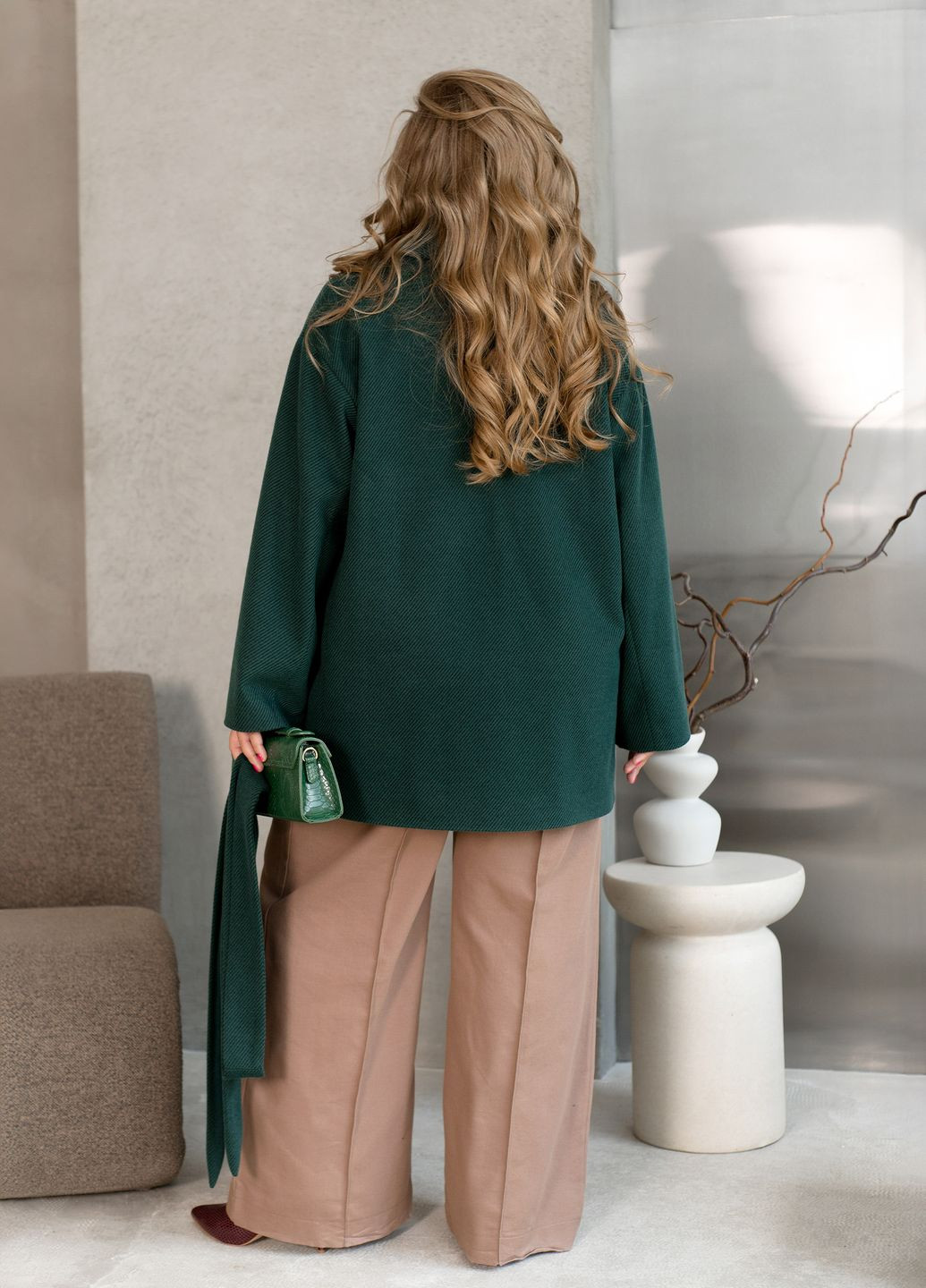 Зеленое Повседневный, Вечерний, Классическое, Кэжуал классическое полупальто двубортное No Brand однотонное