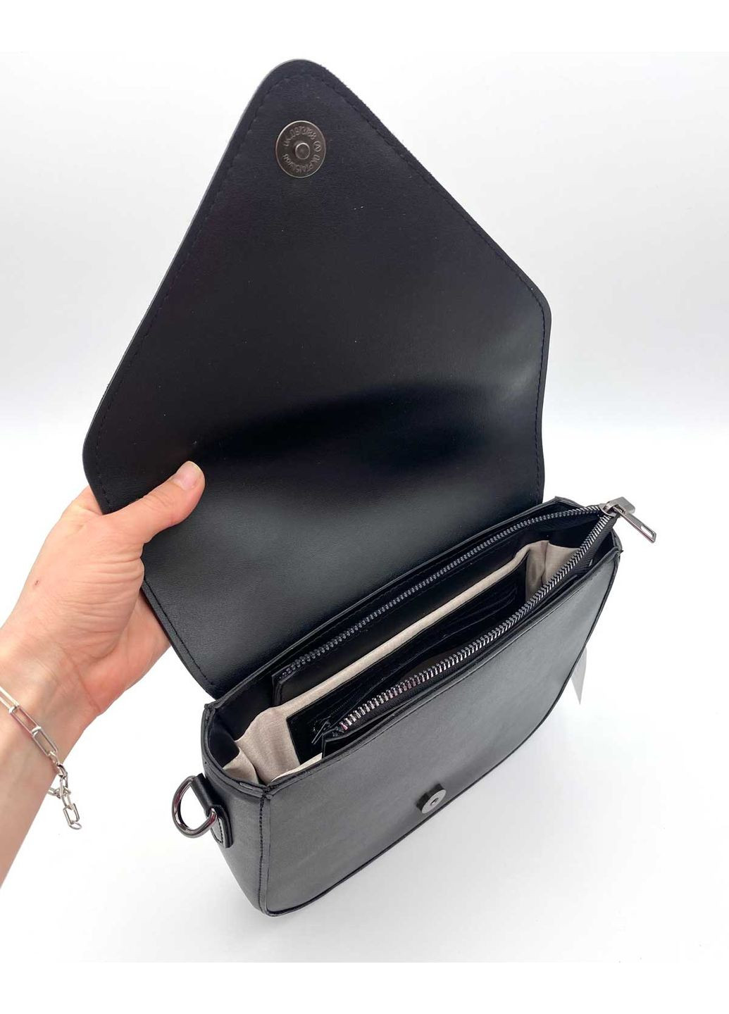 Сумка женская Лорен черная из экокожи клатч для повседневного использования сумочка с плечевым ремнем ProDobro (367265980)