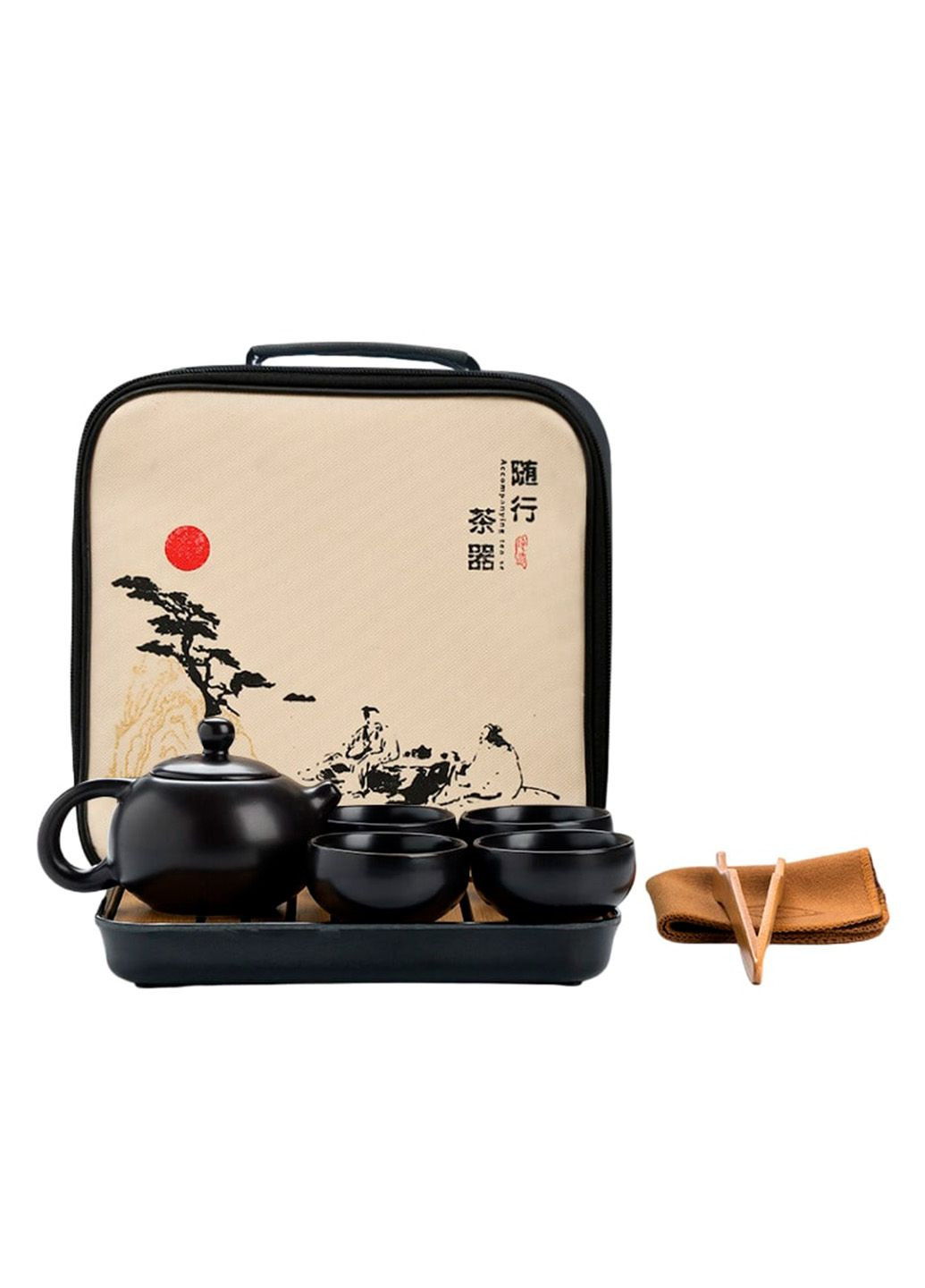 Набір для чайної церемонії Чайничок + 4 піали + бамбукова чабань + щипці TSET3 Black UFT (346122828)