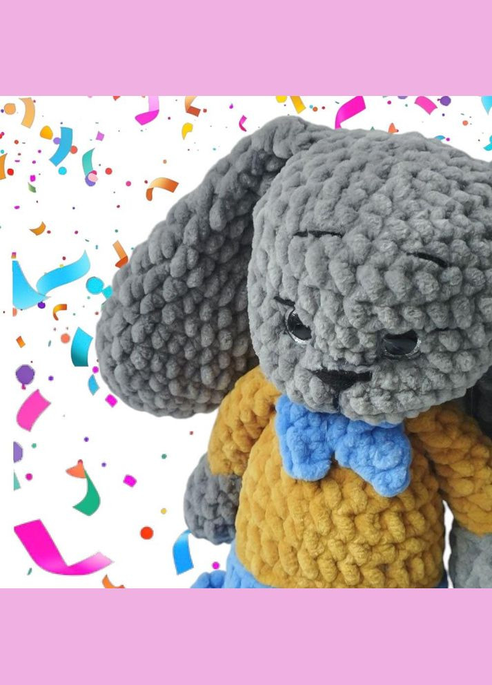 Іграшка зайчик в костюмі ручної роботи в’язаний гачком (OL-0005) No Brand (370718933)