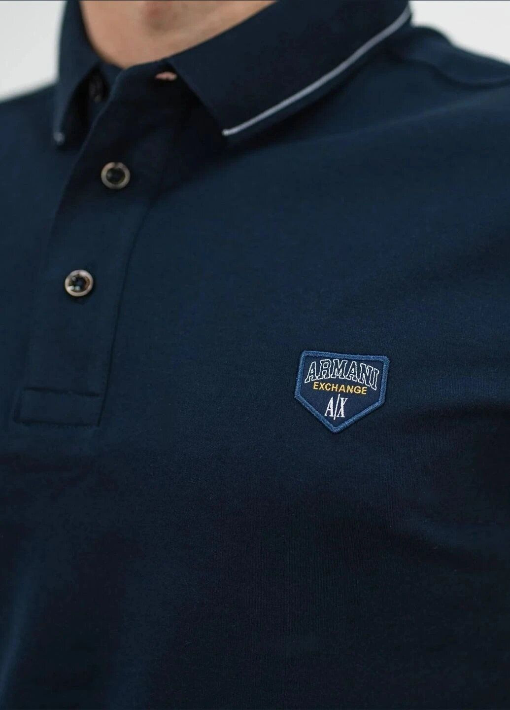 Темно-синяя футболка-поло мужское для мужчин Armani с логотипом