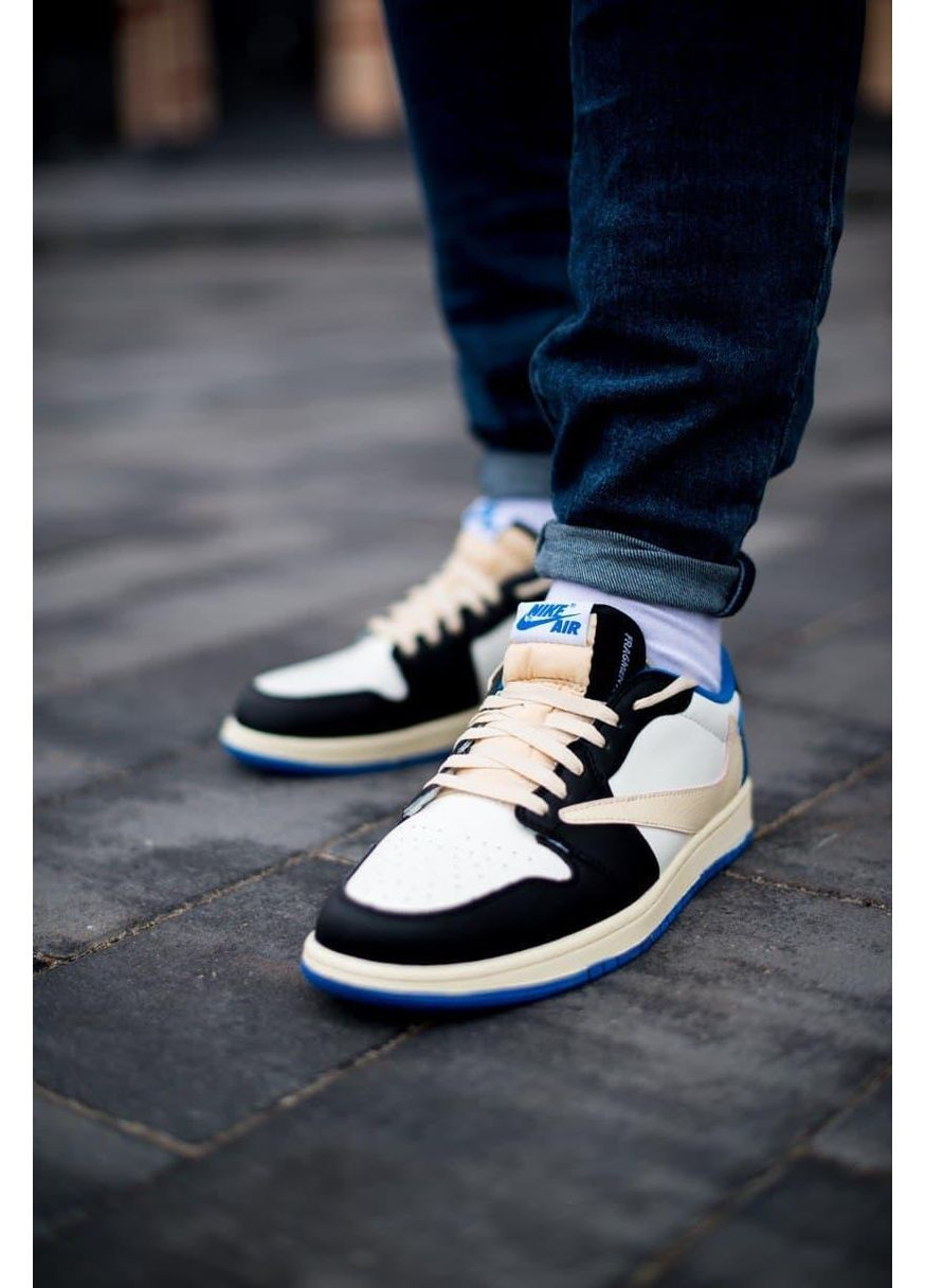 КРОССОВКИ ЖЕНСКИЕ NIKE AIR JORDAN 1 LOW TRAVIS SCOTT X FRAGMENT НАЙК АИР ДЖОРДАН No Brand белые демисезоны (369387843)