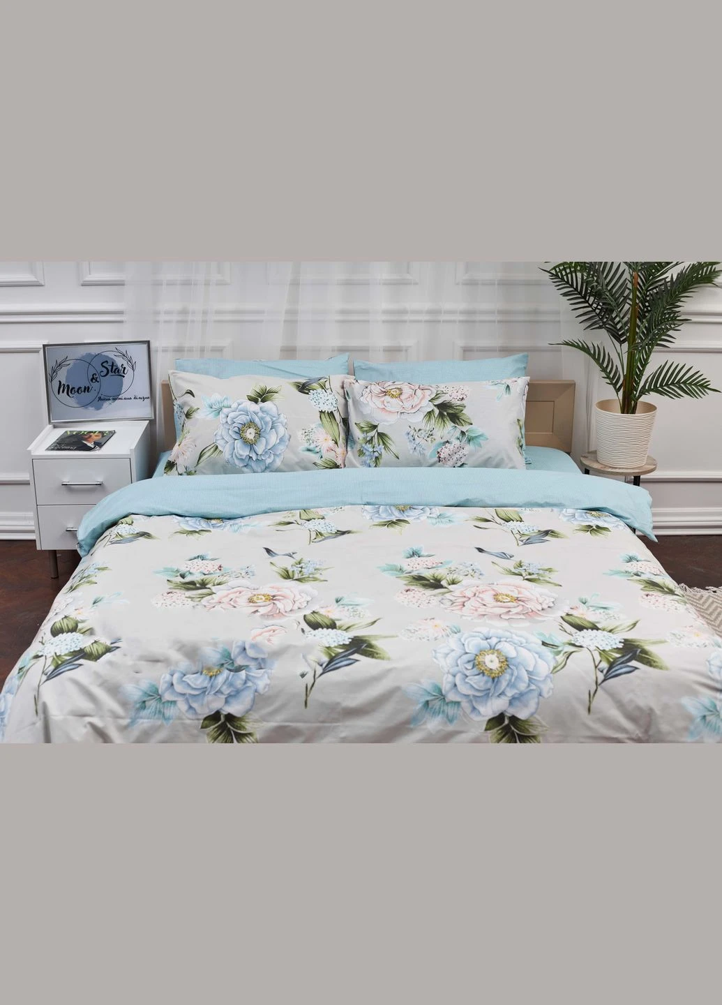 Комплект постільної білизни King Size 220x240 наволочки 2х50х70 Ranforce Elite (MS-820000211) Moon&Star Roses Cage (284416404)