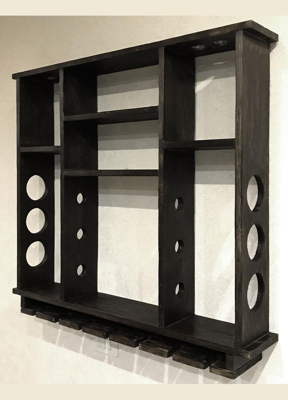 Настінна винна полиця з дерева Сарома венге (ПНК-010312) No Brand (327423863)