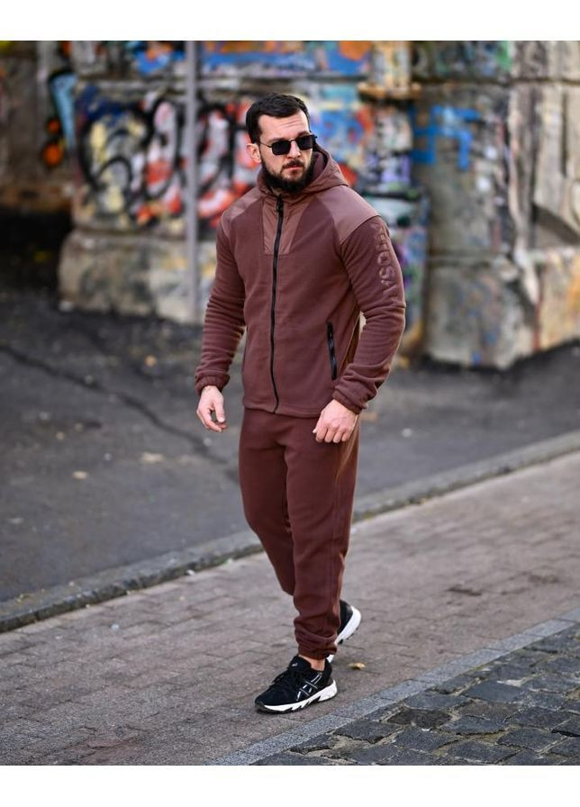 Чоловічий спортивний костюм коричневий осінь/зима No Brand (368848771)