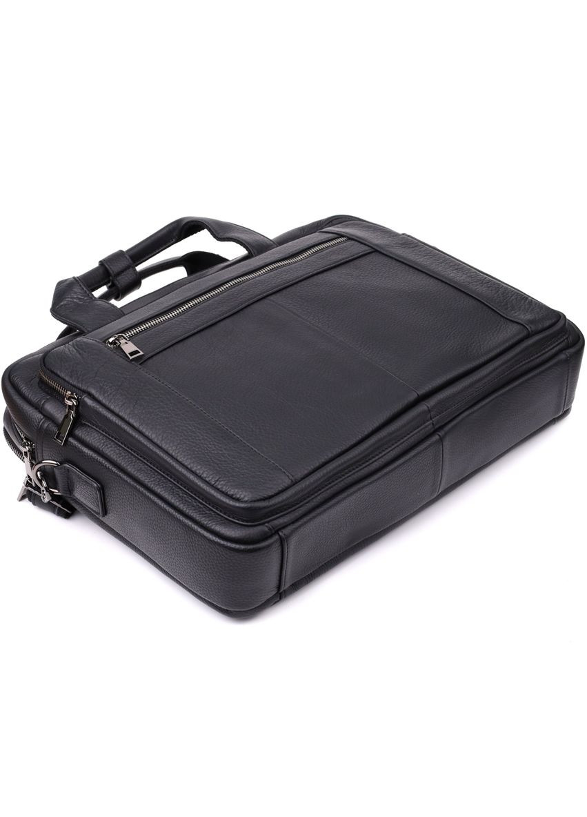 Сумка портфель через плечо для мужчин из натуральной кожи для документов А4 с отделением для ноутбука Черный 40616 Vintage (361409835)