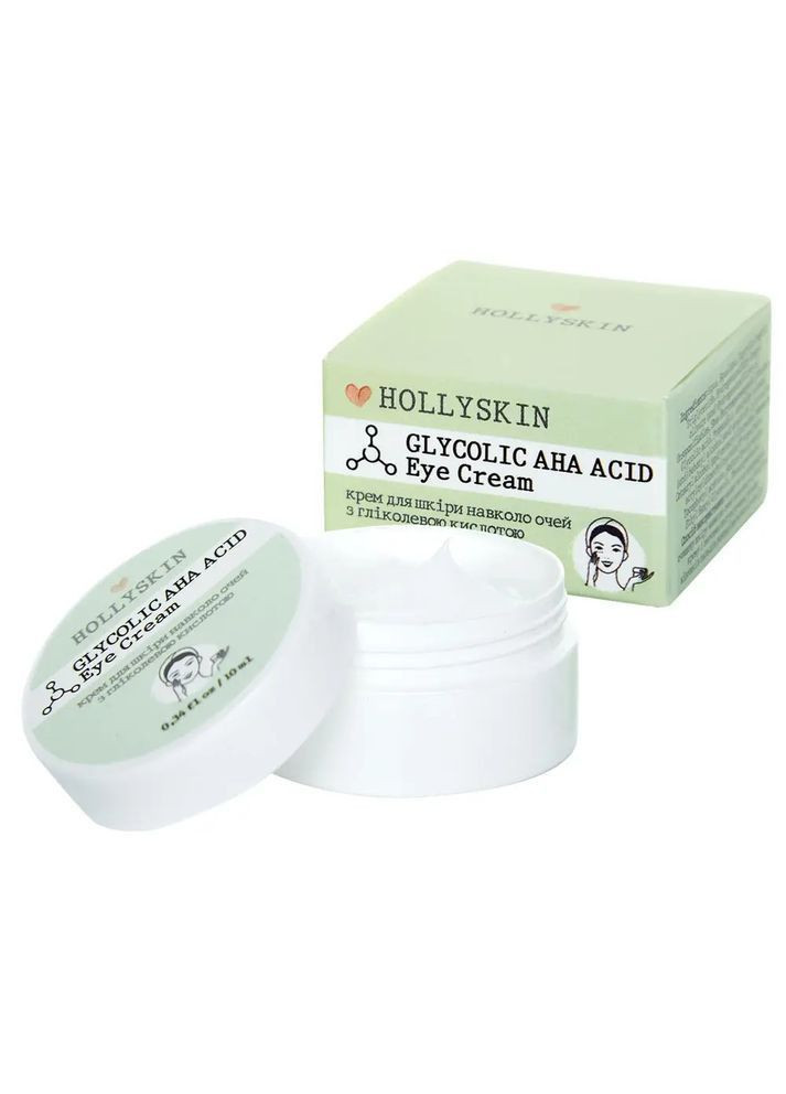 Hollyskin Крем для кожи вокруг глаз с гликолевой кислотой Glycolic AHA Acid Eye Cream, 10 мл — Крем, Украина (367089914)