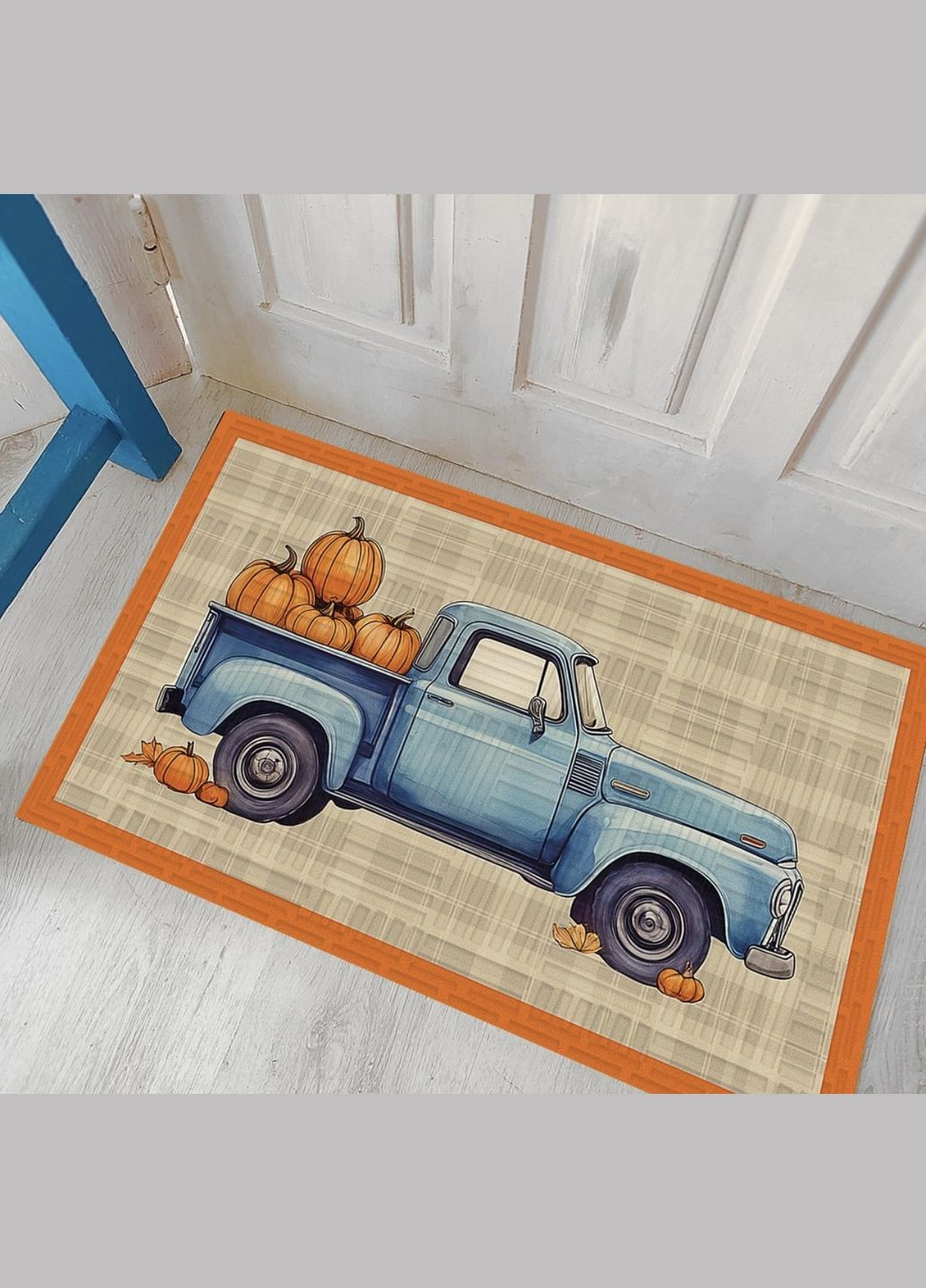Ковер придверный с принтом Грузовик с тыквами Presentville 5593 (303727361)