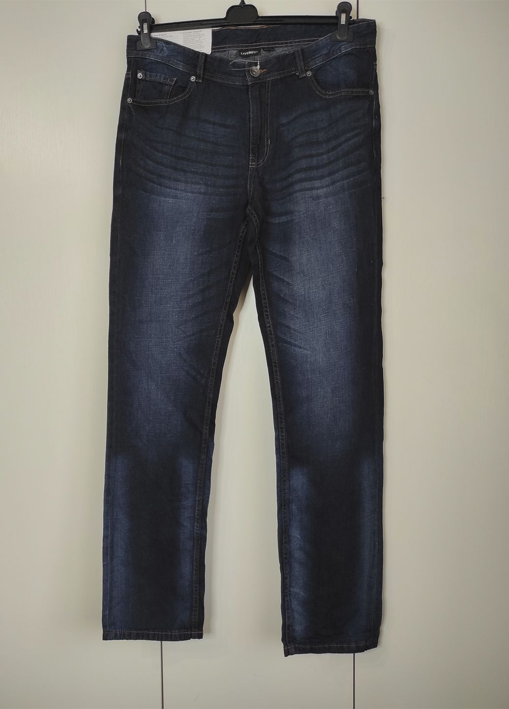 Темно-синие летние прямые джинсы мужские straight fit Livergy