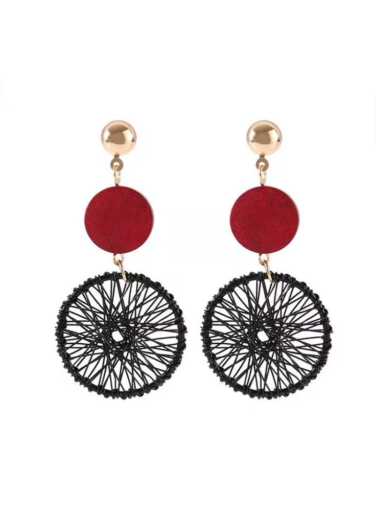 Модні сережки в етнічному стилі «Ethnic» (чорно-червоний) China (366874407)