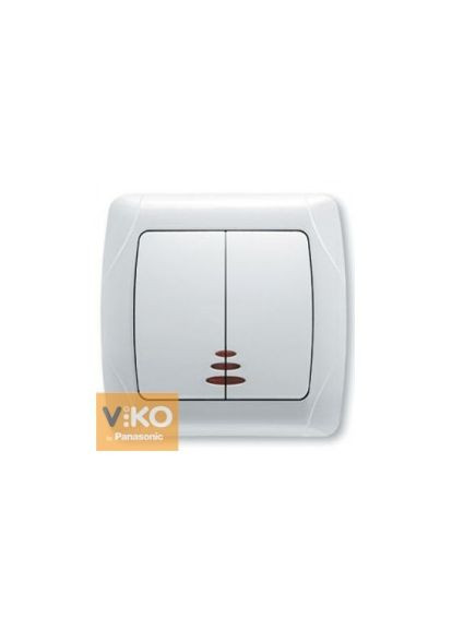 Выключатель двухклавишный с подсветкой Carmen белый 90561050 Viko (334847189)