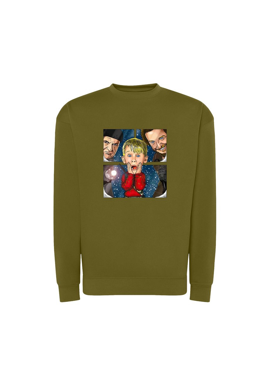 Хаки новогодний свитшот с принтом "праздник без взрослых". один дома (10830233152) ТiШОТКА (368570528)