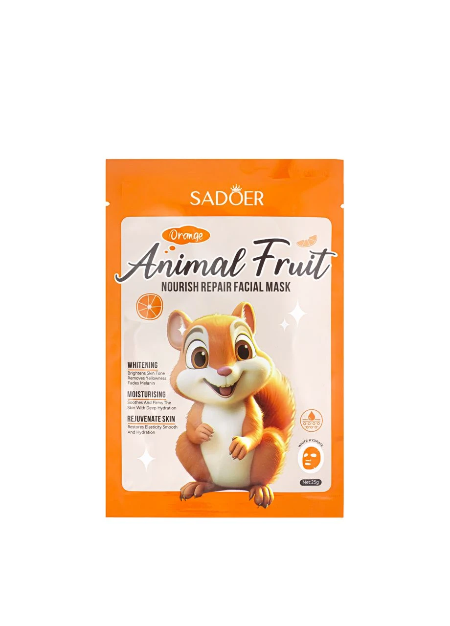 Маска для обличчя живильна Squirrel Animal Fruit Orange тканинна 25 г SADOER (332796431)