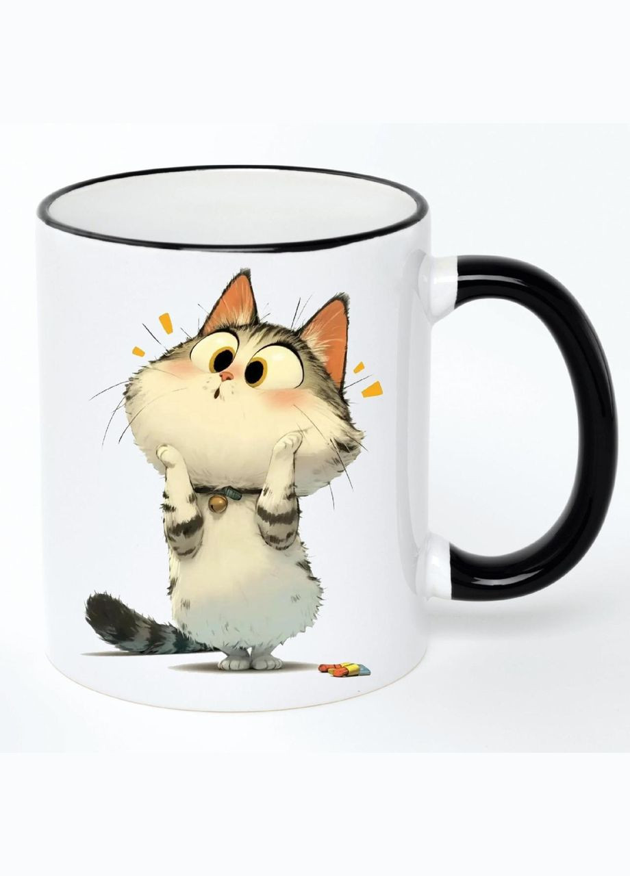 Чашка Cats (кружка, кружка) #009 Белая с черной ручкой 330 мл No Brand (322715663)