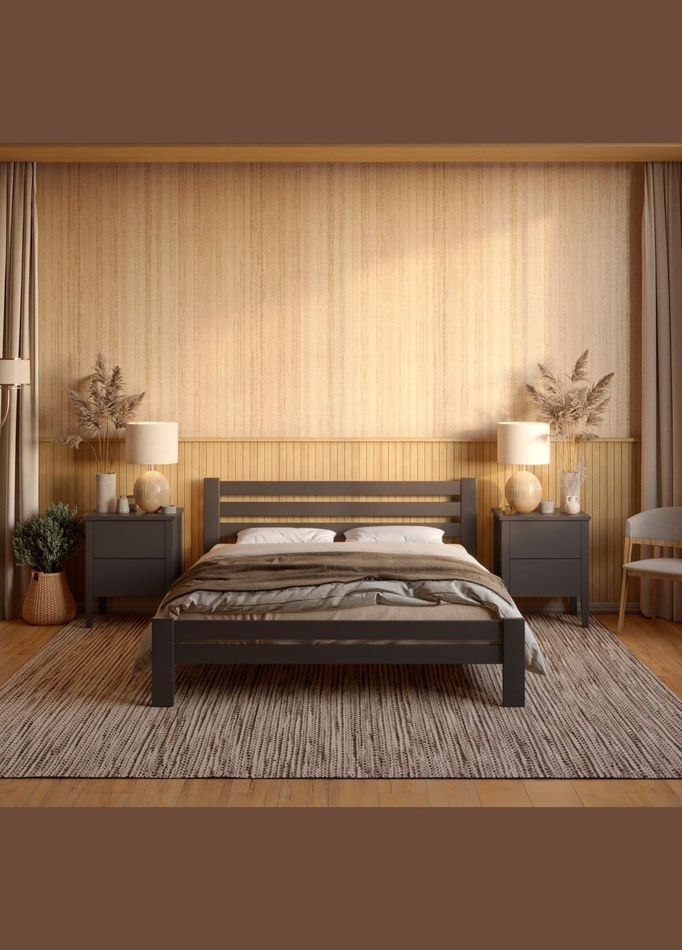 Полуторная деревянная кровать Премьера (RAL9011) 120х200 см (MBG-2854) Mebigrand (366086330)