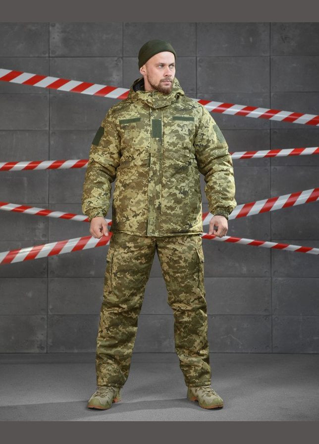 Тактический зимний костюм на флисе куртка+комбинезон пиксель No Brand