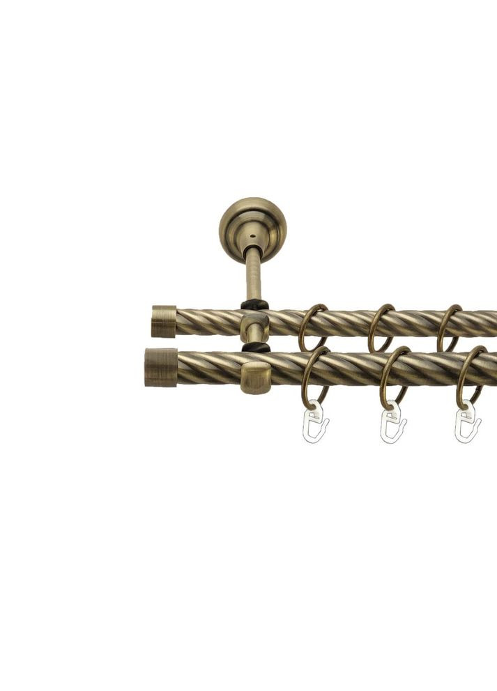 Карниз Заглушка металлический двухрядный открытый скрученная труба Антик 19\16 мм 160 см (00-00017445) ORVIT (300279714)