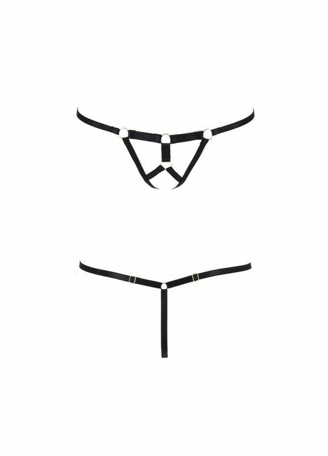 Чорний демісезонний трусики-стрінги зі стреп armanda thong black – exclusive Passion