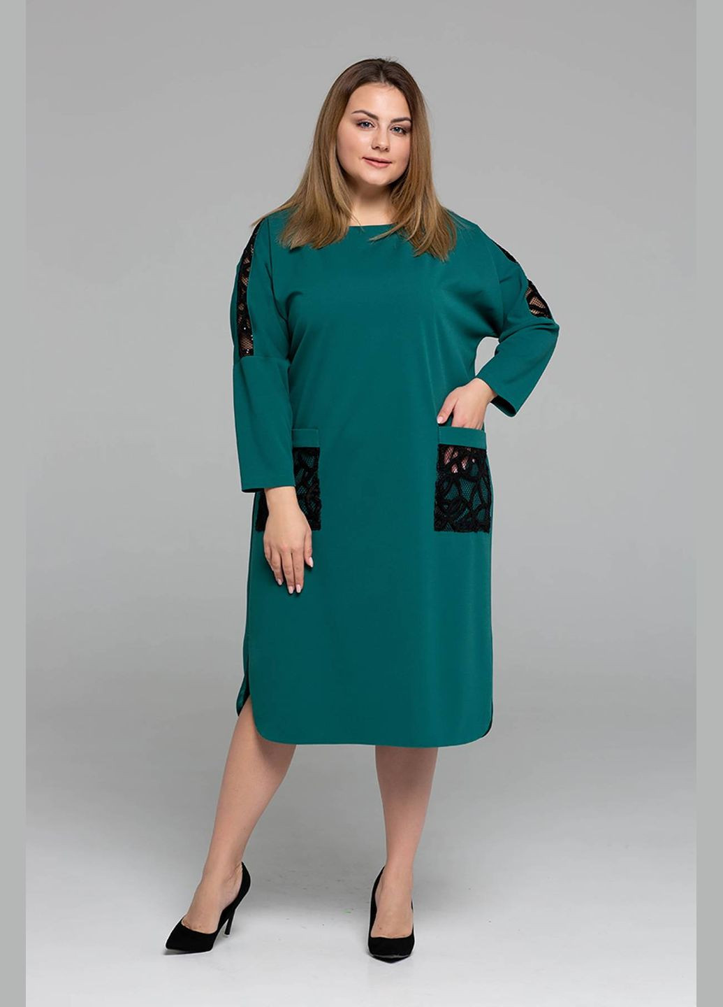 Бірюзова ділова сукня з накладними кишенями лем бірюзове Tatiana