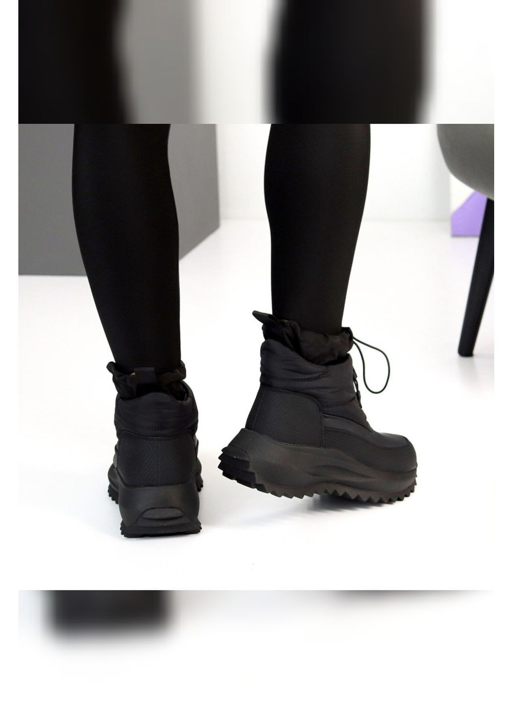 Жіночі чорні термодутики зимові водонепроникні на хутрі для снігу та морозної погоди MD Дутики (369487215)