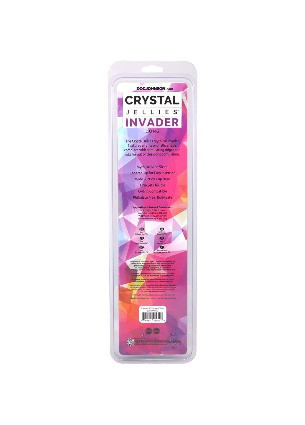 Фентезійний фалоімітатор Crystal Jellies – Invader Dong 8.5 Inch – Clear Doc Johnson (400527334)