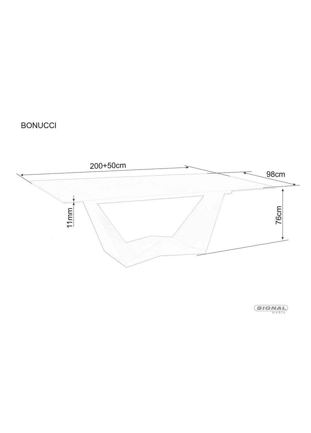 Стіл обідній розкладний BONUCCI CERAMIC 200(250)*98 чорний NERO GRECO/горіх BONUCCICO200 Signal (372178509)