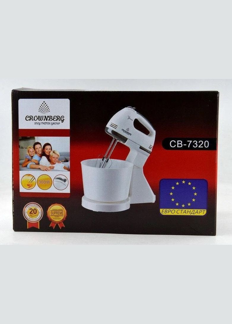 Міксер ручний з чашею 7 режимів 300 Вт CB-7320 White Crownberg (306716604)