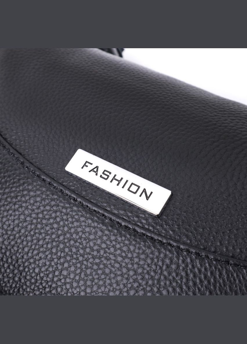 Шкіряна сумка жіноча через плече з незвичайним бігунком брелоком 22615 Чорна Vintage (329195584)