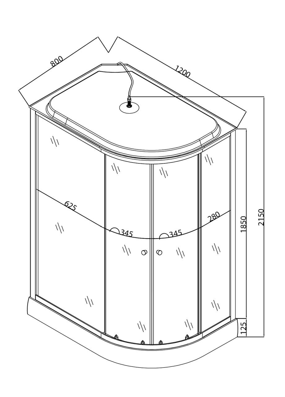 Бокс душовий без гідромасажу WAVE SB02-120x80x215-L-FB SATIN з низьким піддоном (MI6892) Mixxus (321184191)
