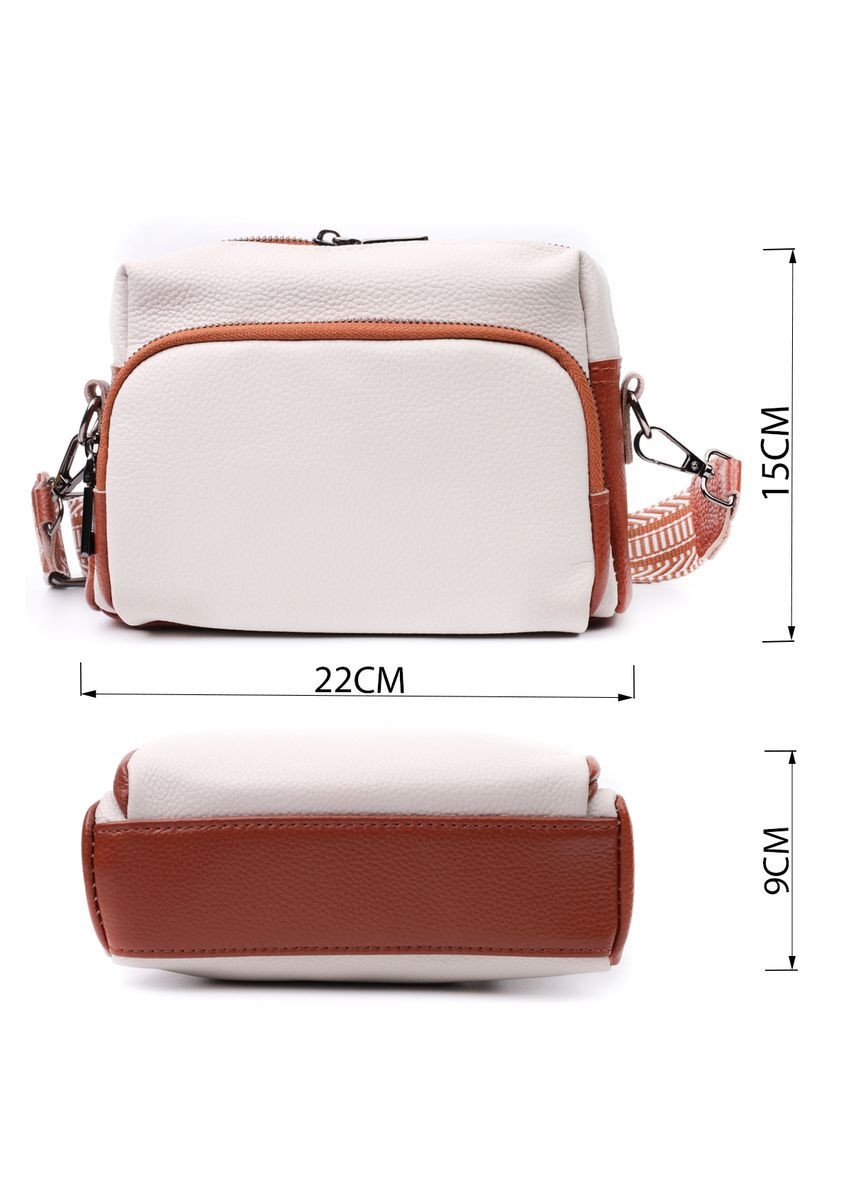 Зручна кроссбоді для жінок на кожен день з натуральної шкіри біла 22589 Vintage (329196984)