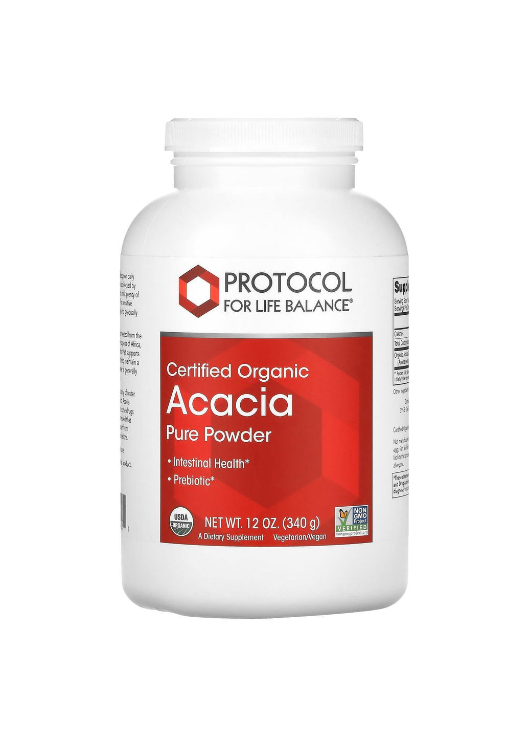 Акация, Acacia Pure Powder,, чистый порошок, сертифицированный органический, 340 г Protocol for Life Balance (367991367)