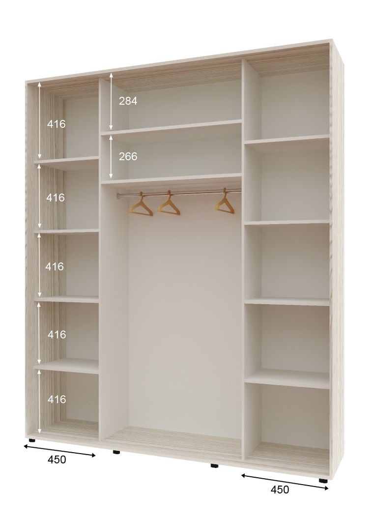 Шкаф-купе трехдверный Комфорт Мебель 180*60*220 см Дуб Беленый 3 двери ДСП Макси Комфорт Меблі (360430726)