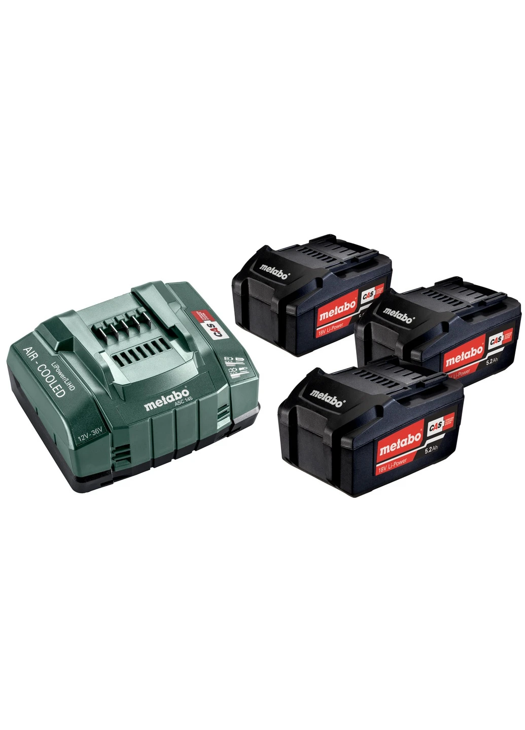 Базовый комплект аккумуляторных батарей 18 В 3x5.2 Ач Li-Power + зарядное устройство ASC 55 685048000 (8190) Metabo (295042545)