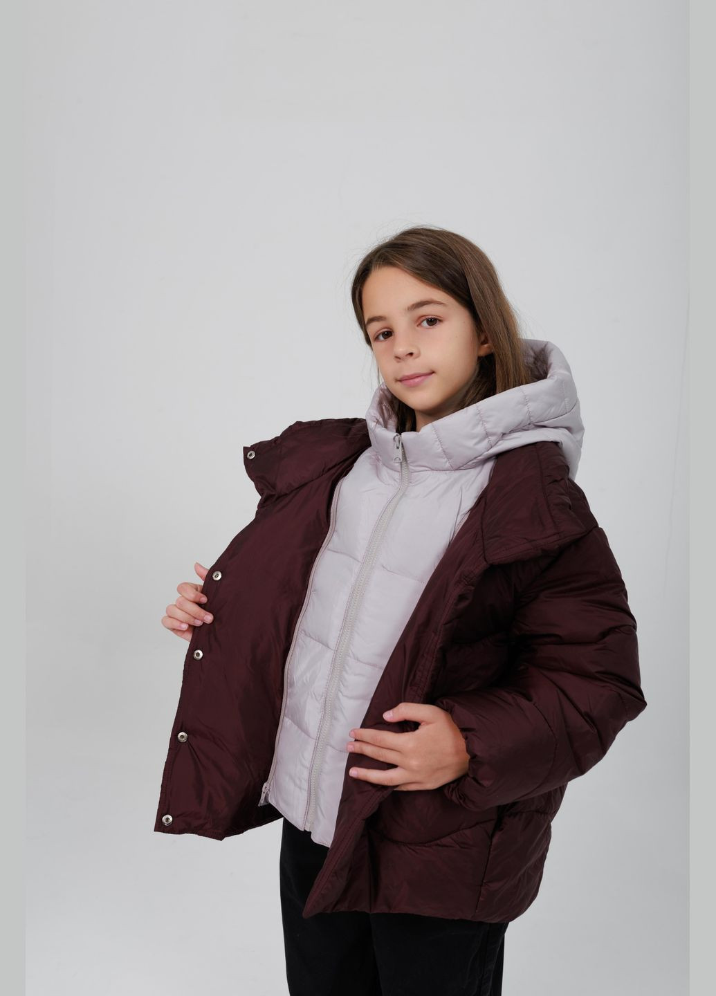 Комбинированная демисезонная куртка бургуни Cvetkov Анабель