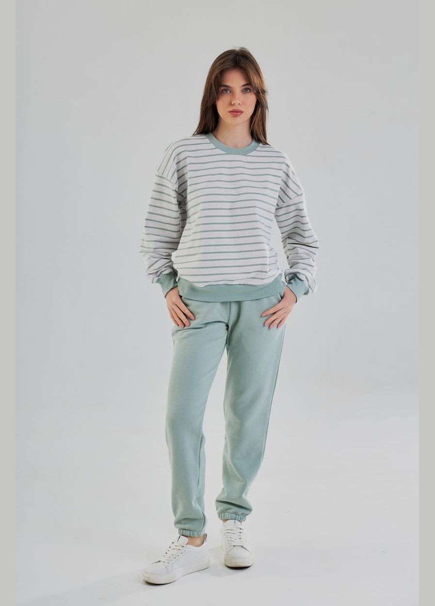 Комбинированный свитшот женский 2х-а (полоска) s-xl кофе (м132) UMON (319133782)