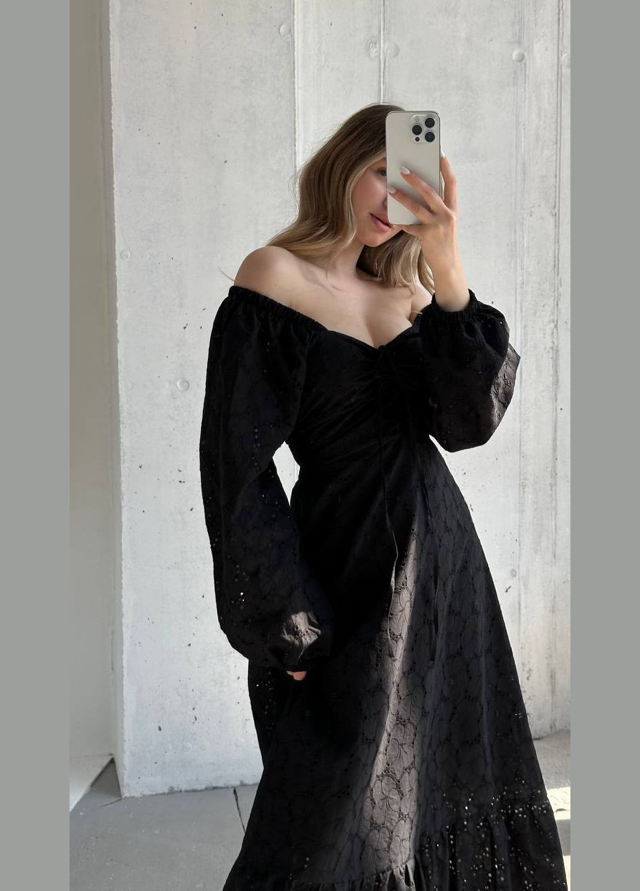 Чорна святковий сукня No Brand однотонна