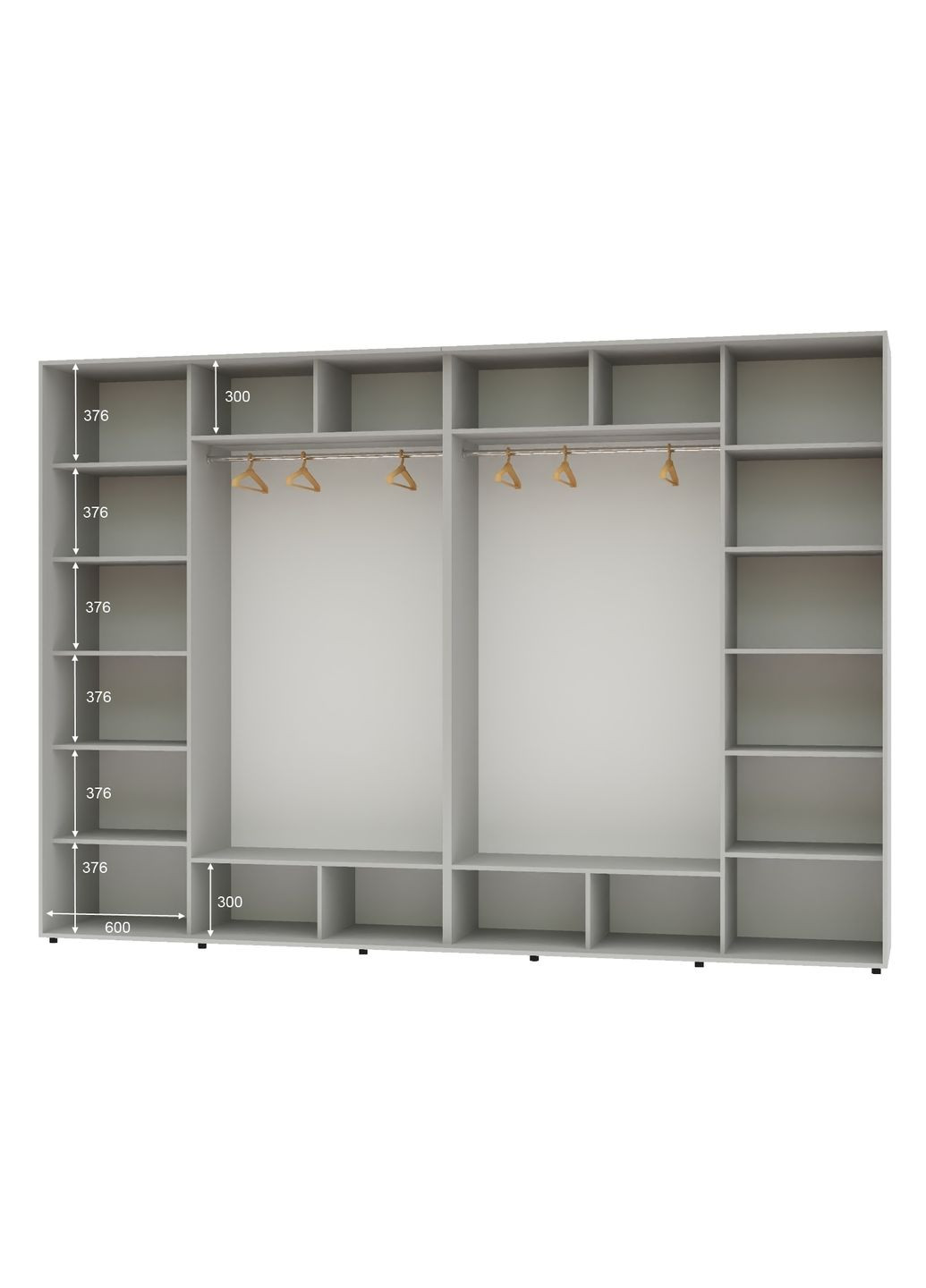 Шафа-купе чотиридверна 330*60*220 Сірий 4 двері ДСП Алекса (360477303)