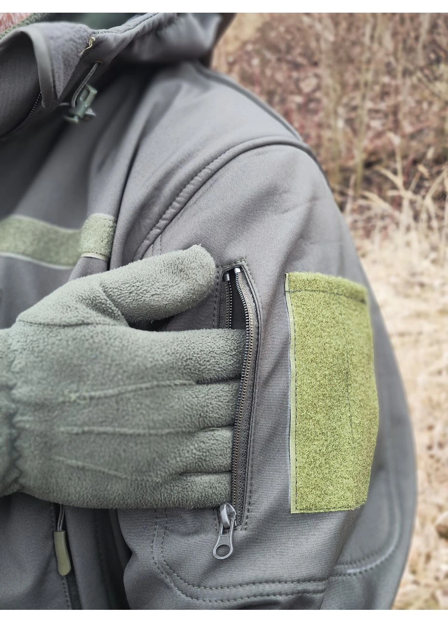 Оливкова куртка тактична softshell утеплена олива 44 / куртка військова софтшелл 44 No Brand